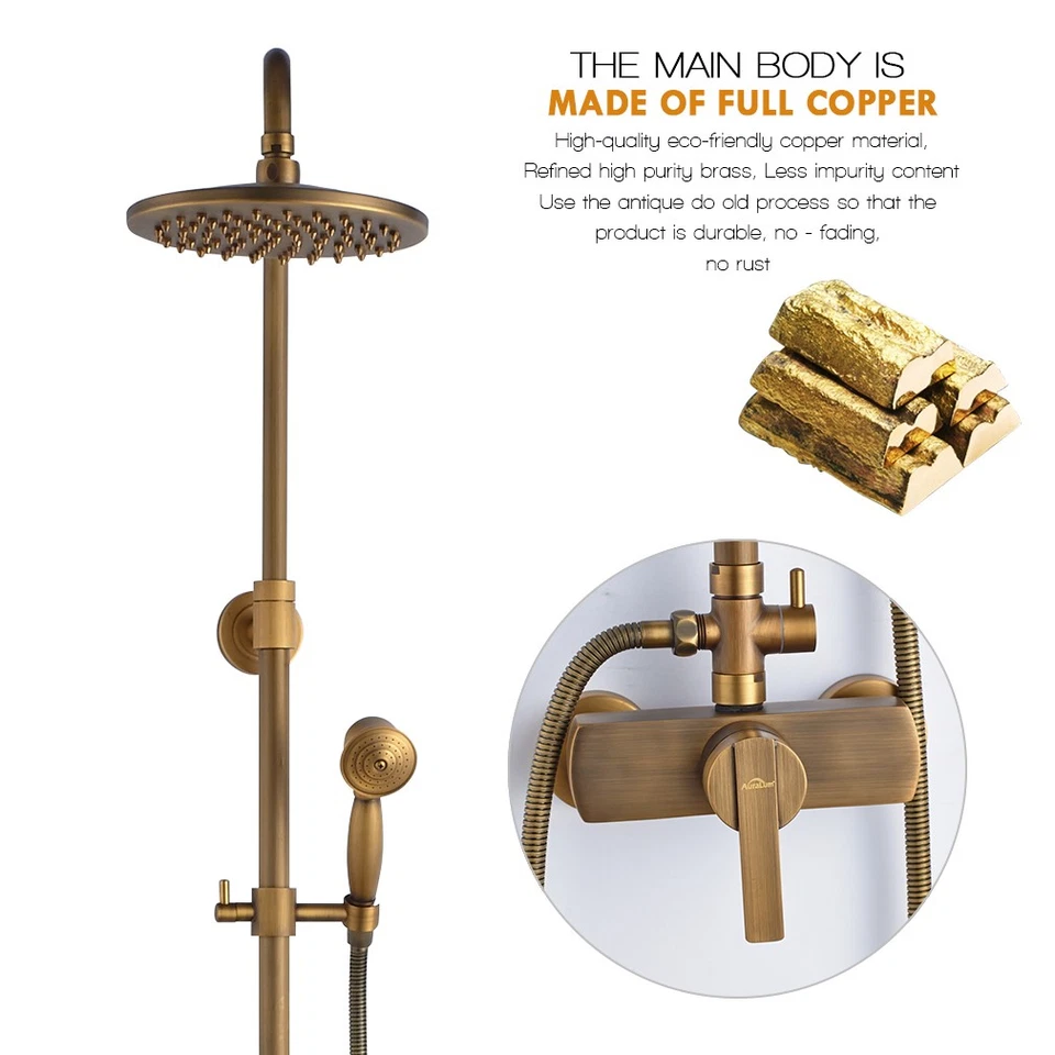 Retro Duschsystem Regendusche Duschkopf Duscharmatur Duschset mit Handbrause - Bild 3 von 4