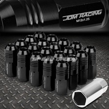 Jdm Closed-end Aluminum Black 20 Lug Nuts Setadapter M12x1.25 20mm Od50mm Tall