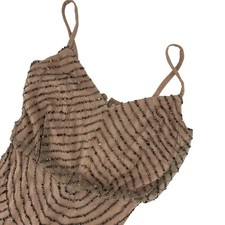 Adrianna Papell Beaded Sequin Mesh Sheath Dress Blush Pink Art Deco Size 0