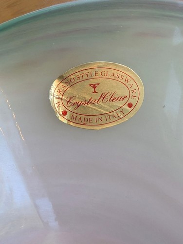 Murano Style Hand Blown Iridescent Glass Shallow Dish Bowl | Made Italy | 10" - Picture 3 of 4