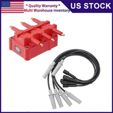 Ignition Coil Pack UF305 with 6X Spark Plug Wire Set for 2007-2011 Jeep Wrangler