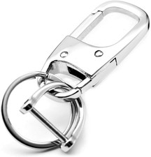 Metal Keychain Car Fob Key Chain Holder Clip with Detachable Valet Key Ring  An