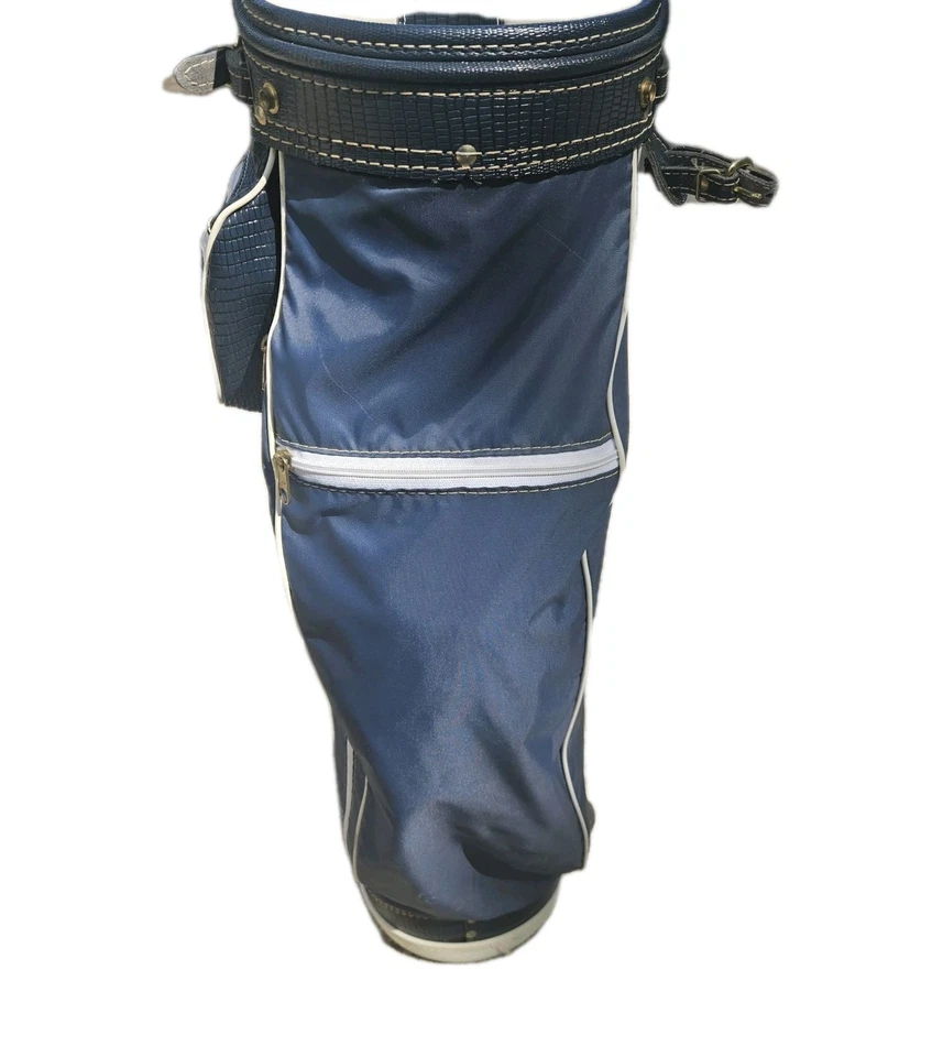 VTG Hot-Z Retro Golf Bag 6 Way Leather & Canvas Original Rain Cover MADE IN USA - Image 3 of 4