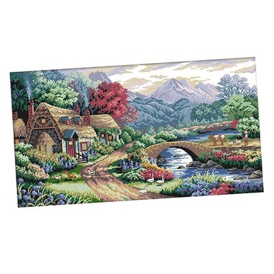 Stichstickerei, Idyllische Villa, Design Stickmuster