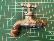 Vintage Nickel over Brass Water Faucet Spigot T-Handle - mjkU
