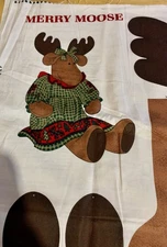 Christmas Merry Moose Stuffed Animal Cut & Sew Fabric Panel Cranston VIP