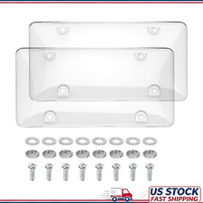 2pcs License Plate Cover Unbreakable Plastic Protective Shield Screws Caps Fro 2pcs License Plate Cover Unbreakable Plastic Protective Shield Screws Caps Fro