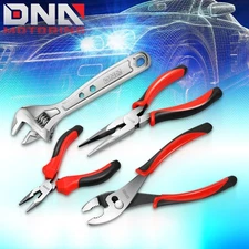 4 PCS PLIERS + SPANNER SET 2X NEEDLE NOSE / SLIP JOINT PLIER & ADJUSTABLE WRENCH