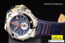 Invicta Mens 56mm RACING DOWNFORCE Quartz ORANGE BUE Dial BlueTone 200m Watch