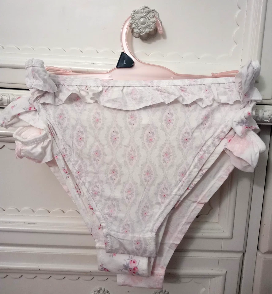 SugarBoo Womens 3 PK Floral Tanga Cheeky Panty Ruffle Top Trim Sz S~M~L~XL ~ NWT - Image 2 of 4