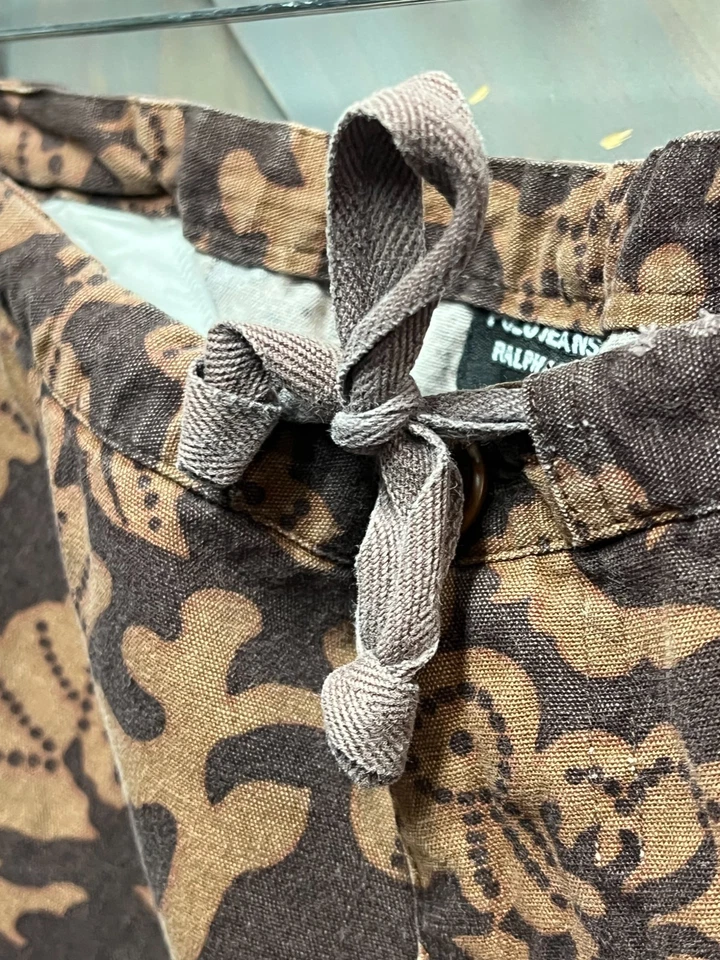 Pantalones Cortos Polo Jeans Ralph Lauren Vintage Cordón Cintura Floral Bermudas Marrón 34 Foto 4 de 4