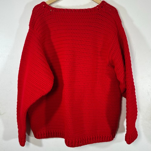 HAND KNIT Skeletor He-Man Red sweater size XL 80's nostalgia novelty - Picture 5 of 8