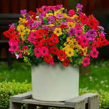 12 Pcs Artificial Flowers for Outdoors, Fake Outdoor Plastic Flowers for Outd...