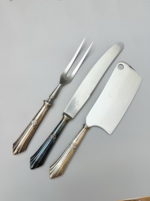 WMF,Modell 900 Fächermuster Bratenbesteck,Silberauflage