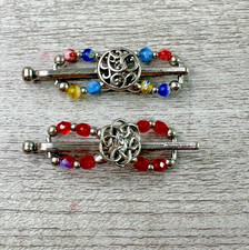 Lot of 2 Mini Celtic Lilla Rose Flexi Clip NEW Multicolor Beads 2.25 in