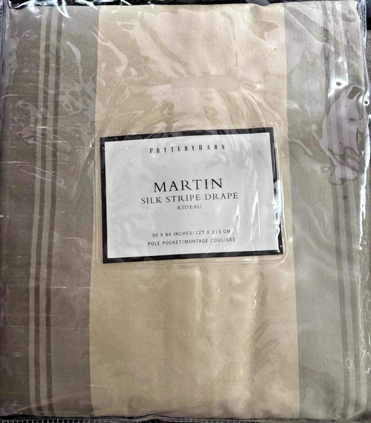 NIP Pottery Barn Silk Stripe MARTIN Drape Curtain Panel 50x84" Pole Pocket 3 avl
