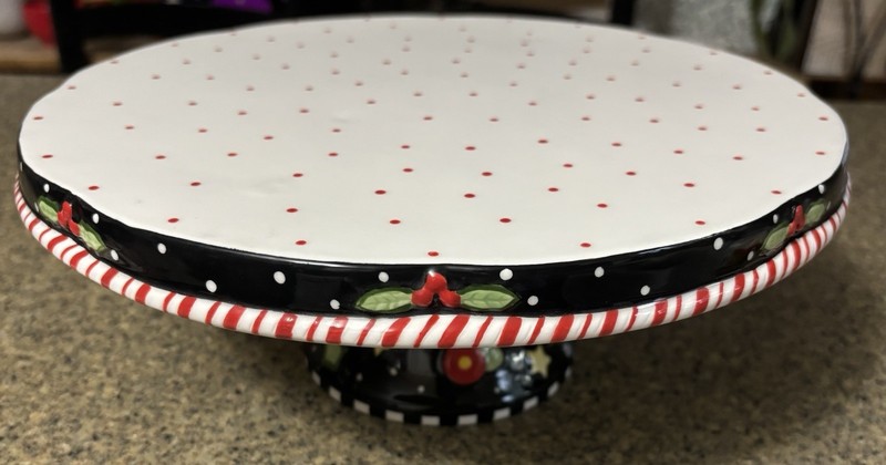 Mary Engelbreit ME Michel Cake Plate Stand Christmas TIS THE SEASON