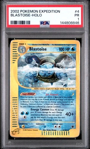 SWIRL PSA 1 2002 Expedition Blastoise Holo Foil 4/165 WOTC E-Reader Pokemon