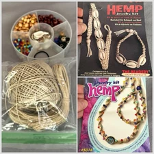 Lot/2 VTG The Beadery Hemp Jewelry Kits #5014 #5196 Y2K DIY Crafts + Extra Cord