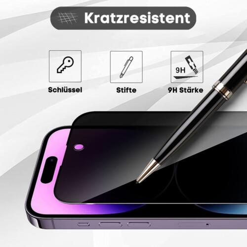 2x Display Sicht Schutz Glas Folie für Apple iPhone Modelle Blickschutz Anti Spy - Bild 2 von 6