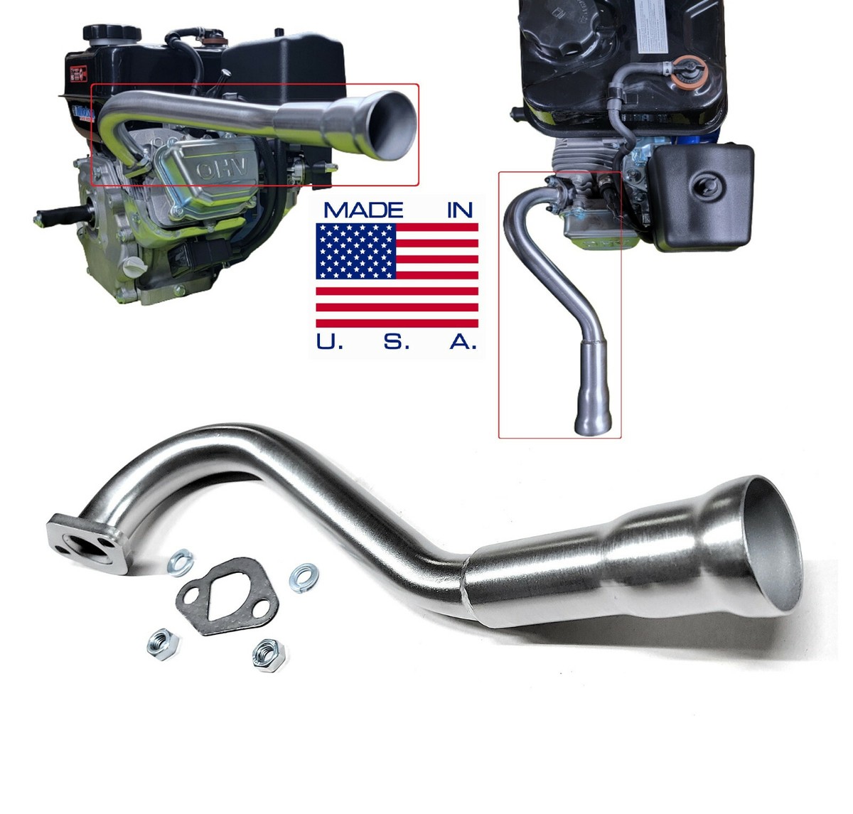 Center Rear Header for Predator 212cc, Honda GX160,GX200,Tillotson