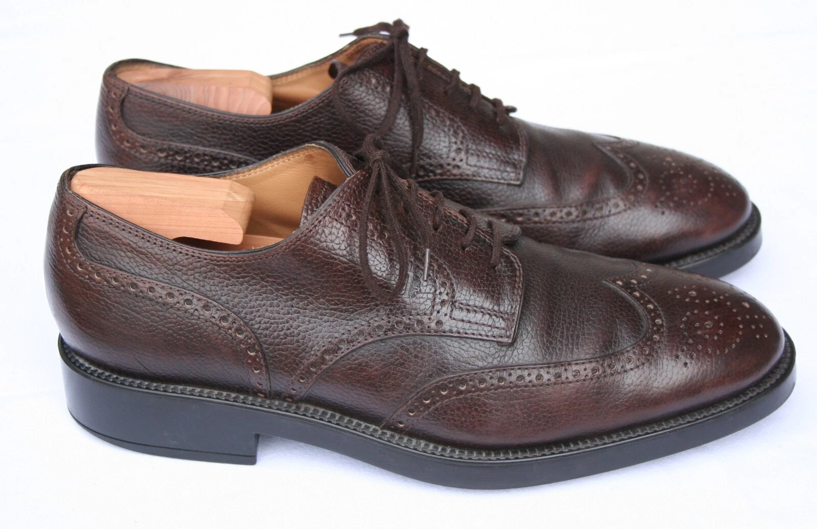 TOD’S Scarpe Oxford Tod's Brogue in pelle con grana marrone Made in Italy 9 5