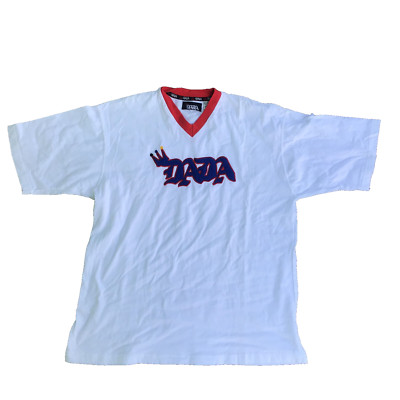 Vintage Dada Supreme Men Size XL White Blue Red V-Neck
