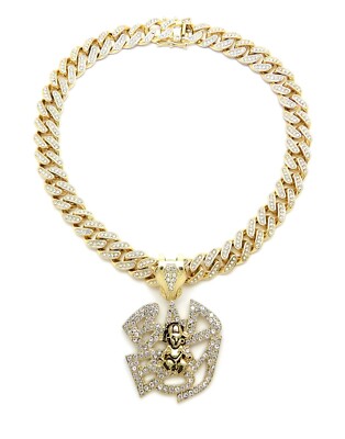 ICE BLING BADBOY PENDANT WITH 20'' 12mm ICE MIAMI CUBAN CHAIN