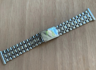 NOS Vintage Lamp Stainless steel Brick Beads of Rice 21mm ends Watch Bracelet