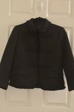 ANN TAYLOR Women's Trimmed Lined Jacket Sz 2 Black Tweed