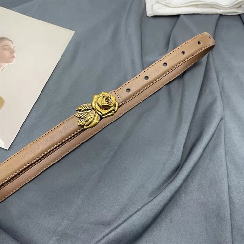 Women Real Leather Waist Belt Gold Flowers Buckle Dresses Casual Coats Waistband - Picture 17 of 44