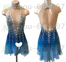 Competition Figure Skating Dress Girls Ice Skating Dresses Custom blue dyeing