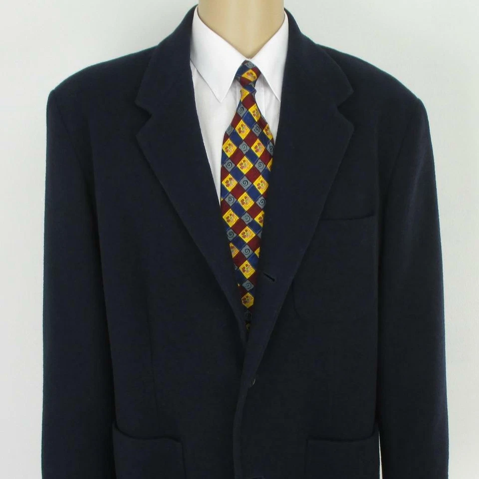 44 R (Sz L) GAP Solid Navy Blue Wool 3 Btn Mens Peacoat Jacket Sport Coat Blazer