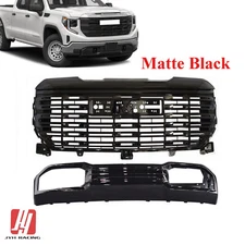 Fit GMC Sierra 1500 2022-25 Front Grille/Lower Open Skid Plate Valance Matte BLK