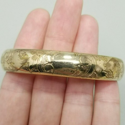Bracciale Vintage Oro Giallo Riempito Cerniera Inciso Amato