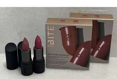 2 Bite Beauty Bite-Sized Favorites Mini Lipstick Duo Sugar Buns Juniper