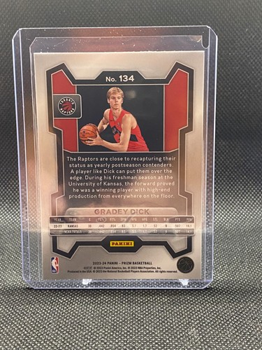 2023-24 NBA Panini Prizm Gradey Dick Rookie Base Prizm RC #134 - Picture 2 of 2