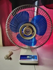 SOLD AS IS FRIGID PARTIALLY WORKING Oscillating Fan Translucent Blue Blades