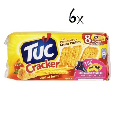 6x TUC Kekse Salzgebäck Tomaten und Cheese Käse Grana Padano 250g Packung