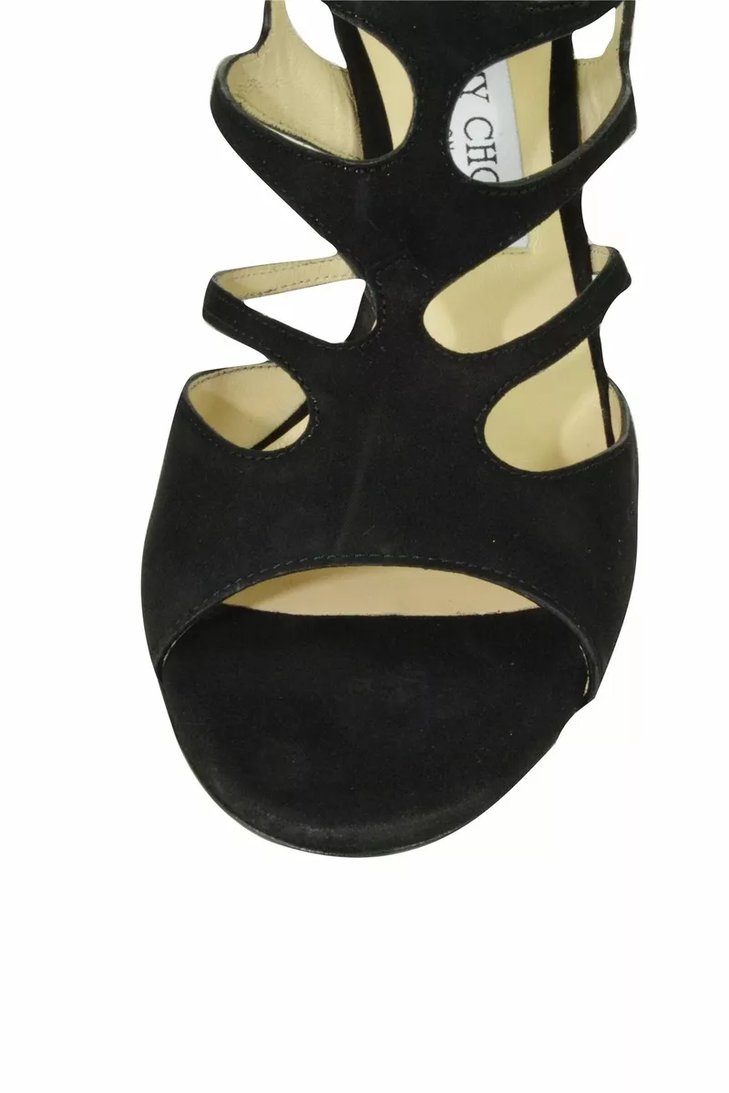 JIMMY CHOO LONDON WOMEN S REN 85 SUEDE CUT OUT SANDAL BLACK SIZE