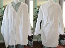 Butcher Collard L/S Wraparound Gown 3 Pocket 43" Length Sz XL White