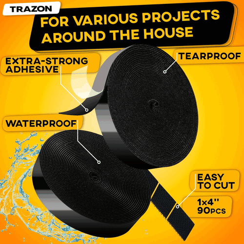 Hook and Loop Tape Roll with Heavy Duty Adhesive Industrial Strength 1 in x30 ft - Picture 2 of 7