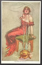 The Wine of Incense by Louis Mayer Pretty Woman Vintage Art Postcard Unposted