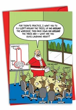 1 Funny Christmas Card with Envelope - Reindeer Around the Tree 1627