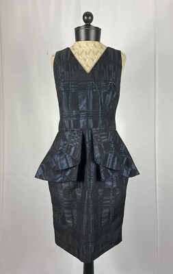 PAMELLA ROLAND Size 8 Knee Length Sheer Back Black Silver Cocktail Dress