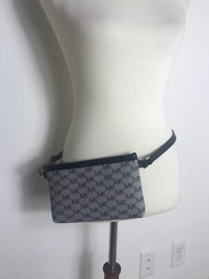 Michael Kors Signature Logo belt Bag Gray and Black