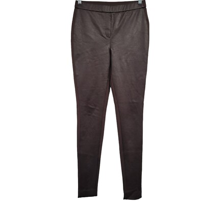 Chico's Women's Faux-Leather Pull-On Skinny Pants Brown Size 0 Tall