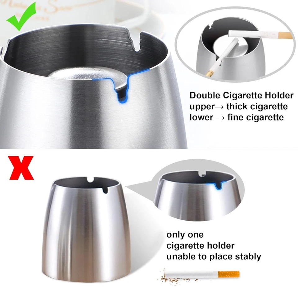 Aschenbecher mit Deckel Edelstahl Outdoor Windgeschützt Balkon Wind Außen C394 - Bild 2 von 4