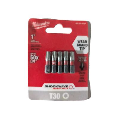 Milwaukee Tool 48-32-4637 1 In. Torx T30 Shockwave Impact Duty Insert Bit (5 Pk)