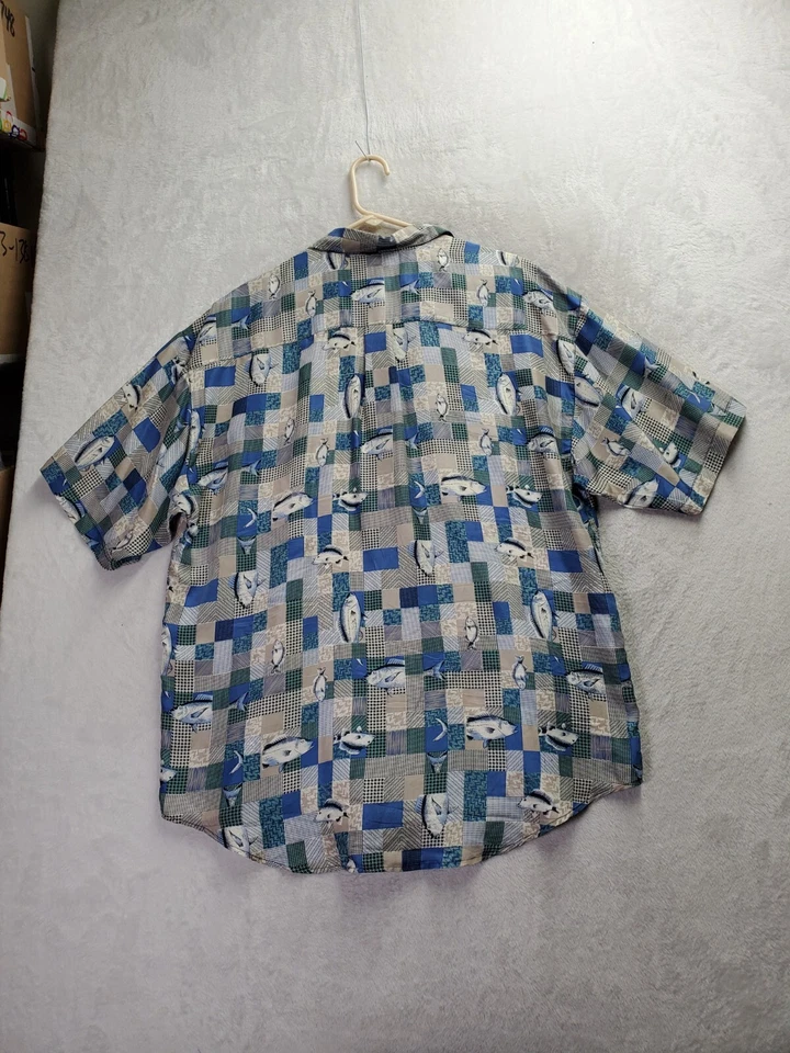 Chereskin Shirt Mens Large Multi Fish Print Short Sleeve Collared Button Down - Image 2 of 4